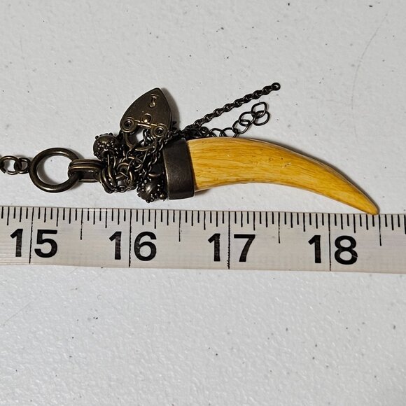 Gothic Wooden Tooth Pendant Charm Necklace Chain Tassels Steampunk Jewelry Women - Picture 6 of 6